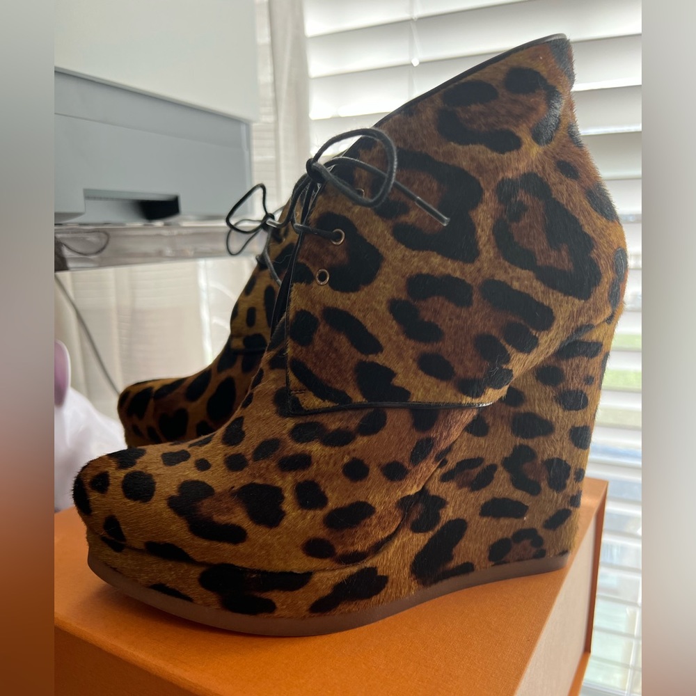 Jil Sander Leopard print Sand Chad Wedge shoes
